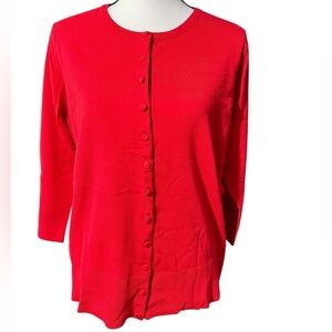 Grace Elements Woman Red Button-Up Cardigan, size 1X